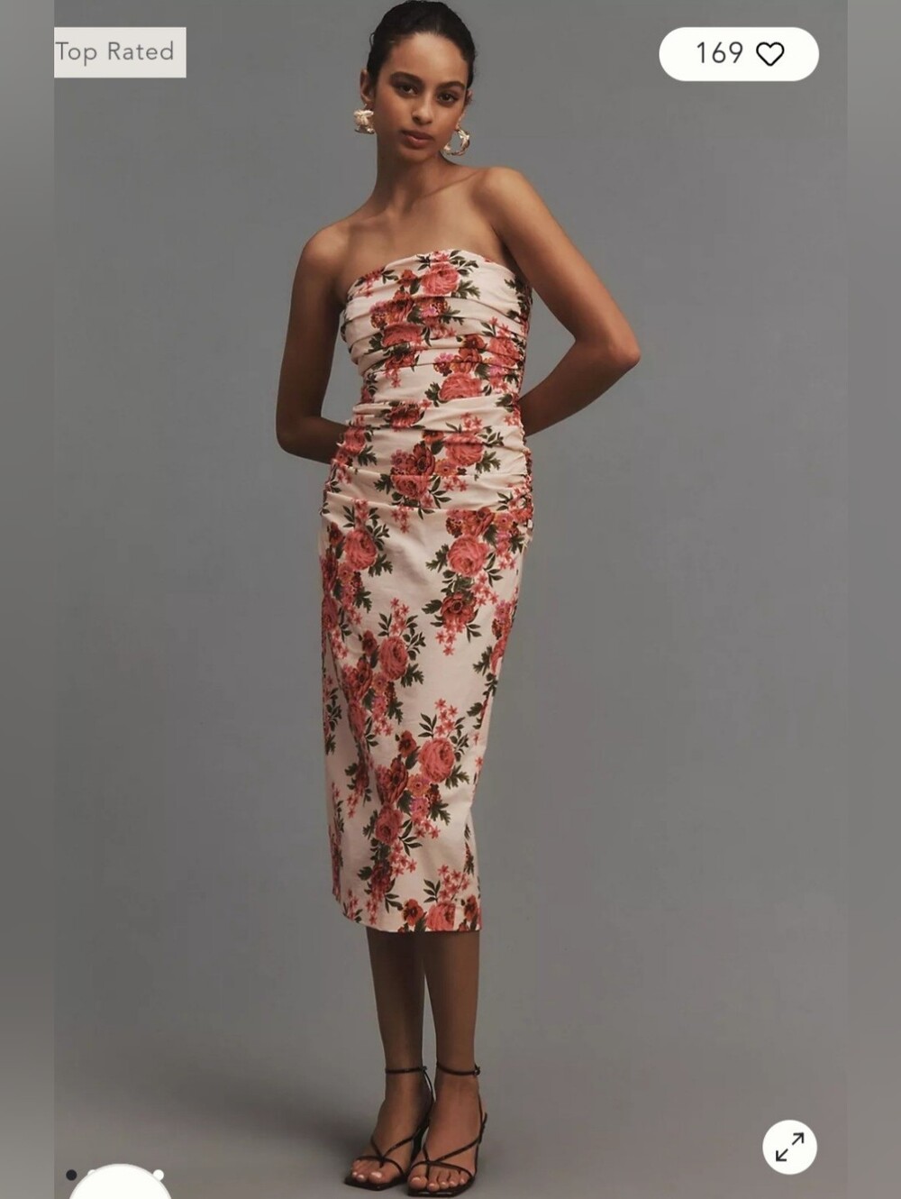Like New Anthropologie Soliel Strapless Ruched Midi Dress 🌸 Size XL